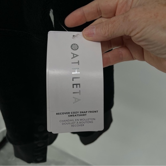 Athleta Women’s NEW Athleta Recover Cozy Snap Front Sweatshirt Size XL Black - Picture 7 of 14